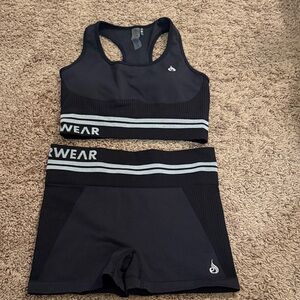 RYDERWEAR Black and Gray Women's Sports Bra and Shorts Set